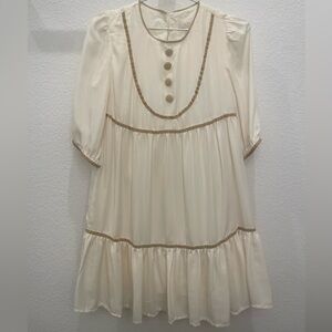 Cream Button-Front Dress